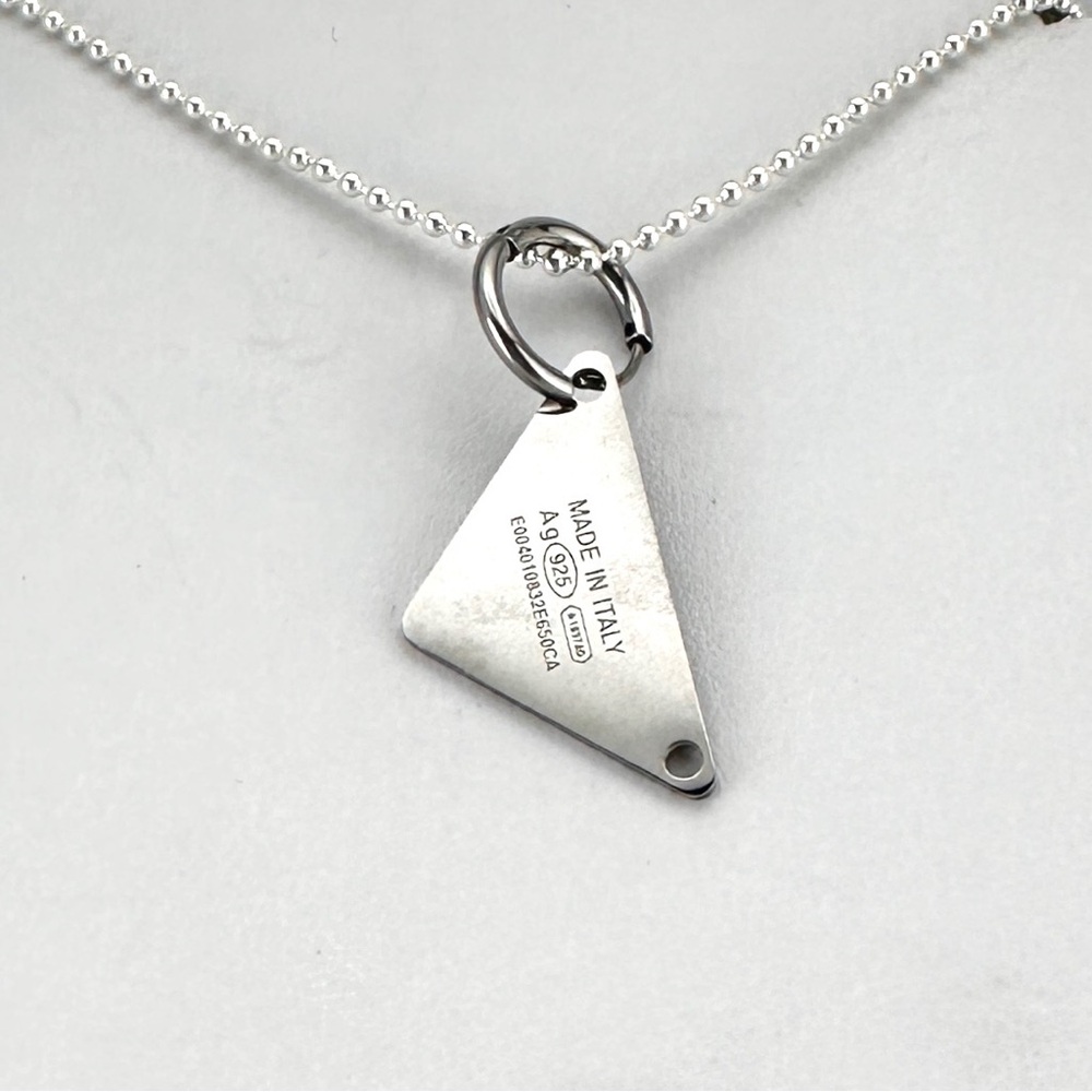 AUTHENTIC Black Prada charm with unbranded sterling silver necklace. - Picture 6 of 8